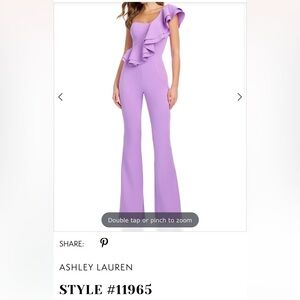 Ashley Lauren 11965 One Shoulder Ruffle Jumpsuit ASH11965 Orchid Worn Once